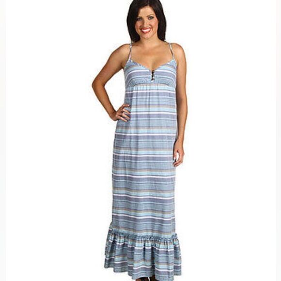 Tommy Bahama Orizzo Lake Stripe Cotton Maxi Dress Size S Boho Long Dress - Picture 1 of 10